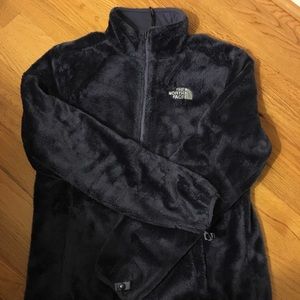North Face grey fuzzy jacket